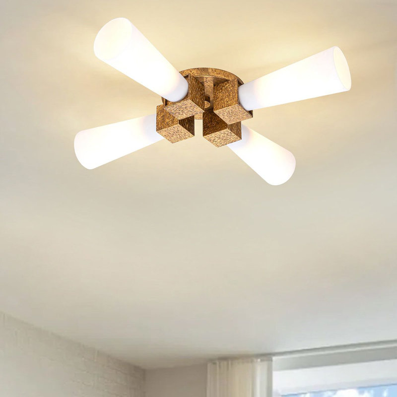 Plafonnier encastré 4 lumières Wickliffe Doré