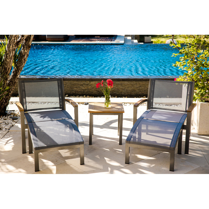 Soho 20" Teak Aluminum Outdoor Tall Square Side Table, Silver