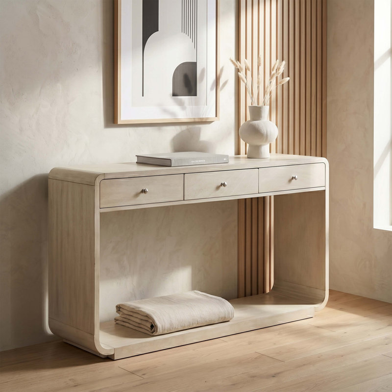 Console de style classique, 3 tiroirs de rangement, tablette de présentation, pieds courbés, finition peinte, vestibule / couloir / salon