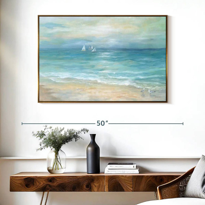 Paysage de l'île Azemar, Cadre flottant doré, 40 po x 27 po