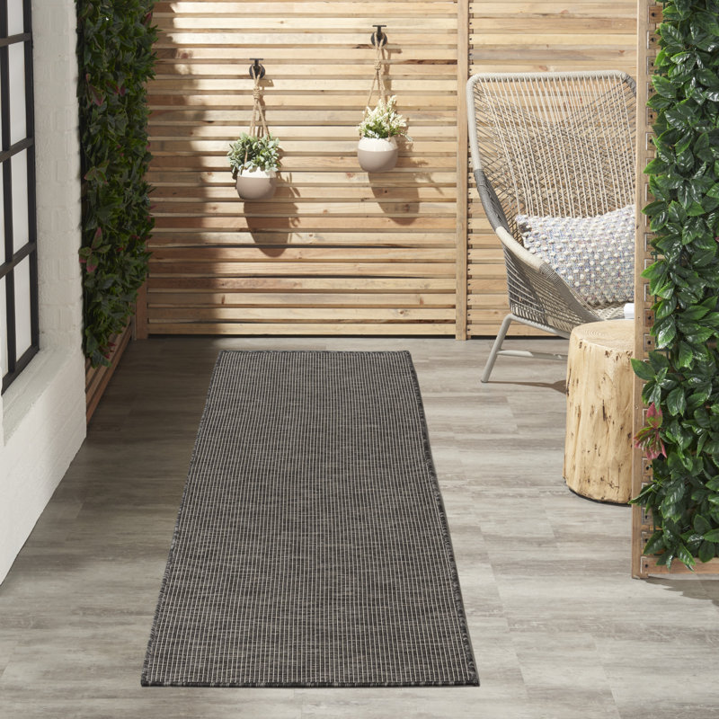 Lillehammer Solid Indoor/Outdoor Area Rug, Runner 2'2" x 8', Charcoal