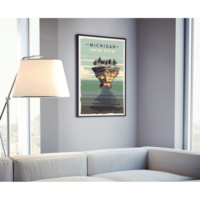 Affiche de voyage de l'État du Michigan de style rétro, impression rétro sans cadre, art mural maison et bureau