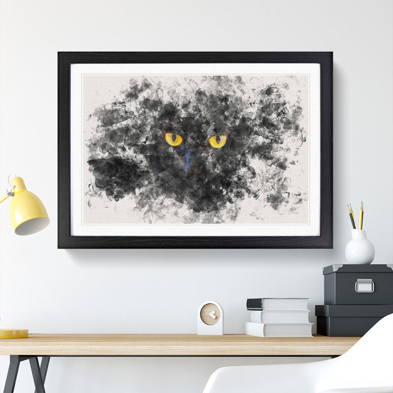 Eyes of a Cat - Picture Frame Paint Print, 45cm H x 63cm W x 2cm D, Black Framed