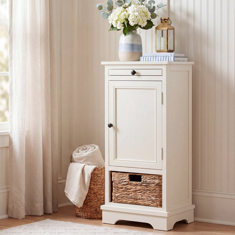 Armoire d'appoint en bois massif Elegant Paton, Patiné crème