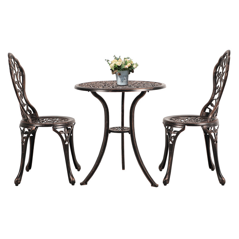 Jeneva 2 - Person Patio Dining Set with Round Table, Bronze