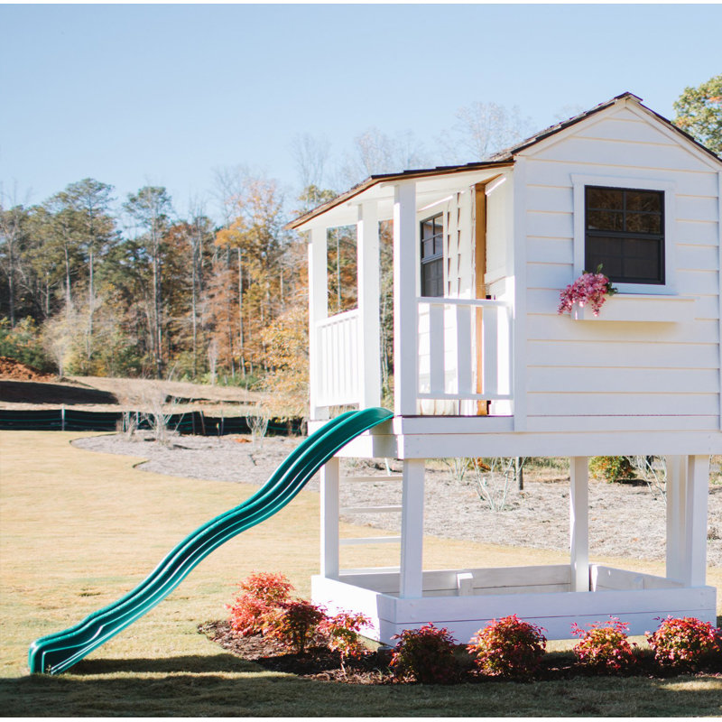6' x 6' Cedar Outdoor Playhouse with Slide and Sandbox