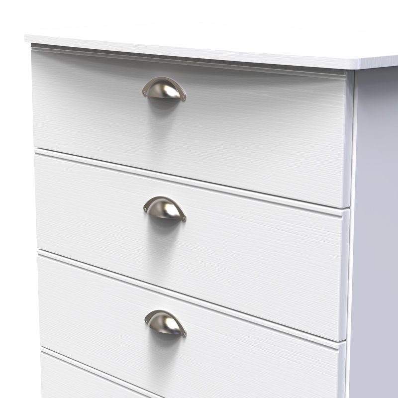 Fully Assembled Murier 5 Drawer Chest, White Ash