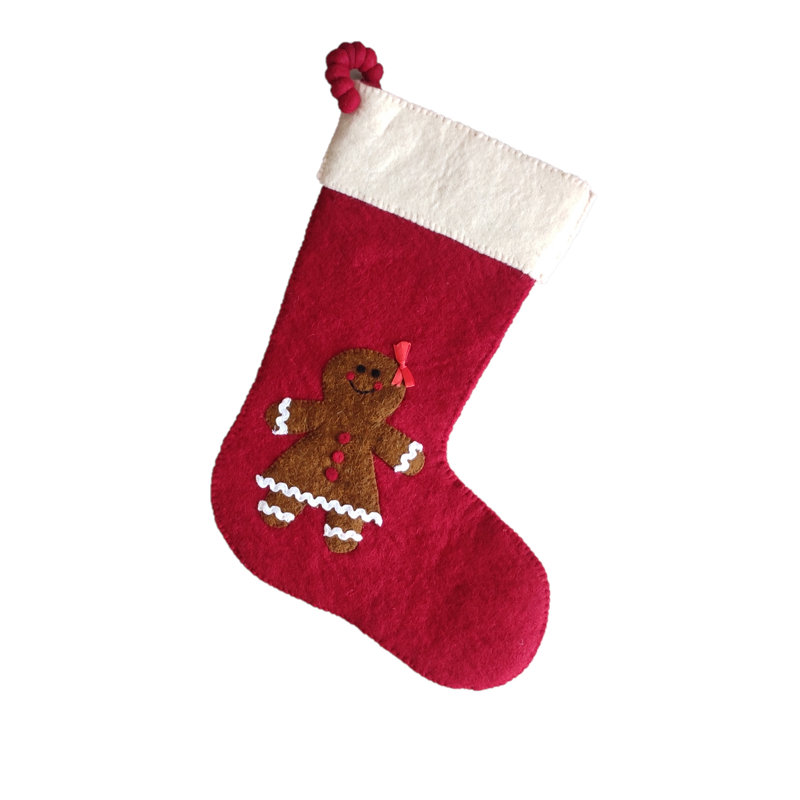 Chaussette de Noël rouge en laine feutrée à la main Arcadia Home