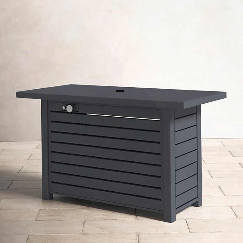 Steel Propane/Natural Gas Outdoor Fire Pit Table With Lid, Gray