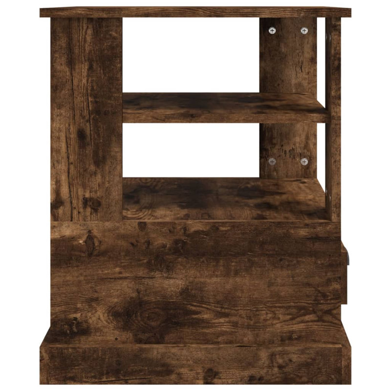 Boruta Solid Wood End Table, Smoked Oak