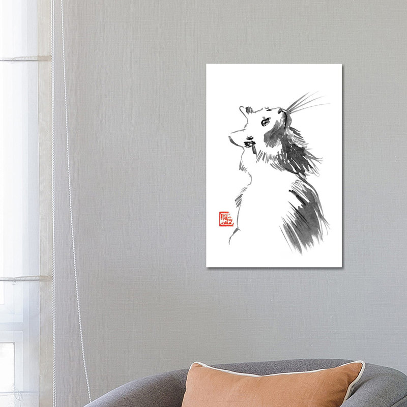 Chat Blanc by Péchane - Painting on Canvas, Wrapped Canvas, 66.04 cm H x 45.72 cm W x 1.91 cm D