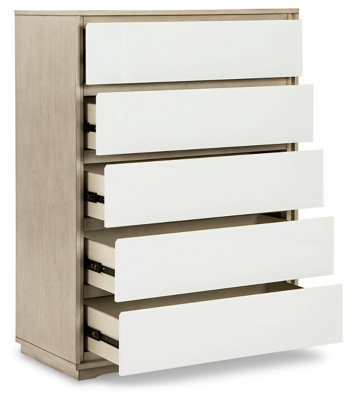 White Glossy 50" Chest of Drawers with Soft Close Dovetail Drawer