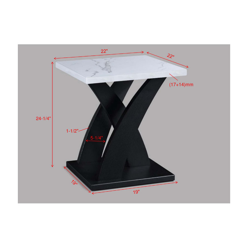 Ensemble de 3 pièces moderne moderne noir et blanc avec plateau en faux marbre et deux tables de bout assorties