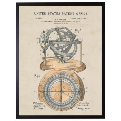 Compass Patent in Black Frame