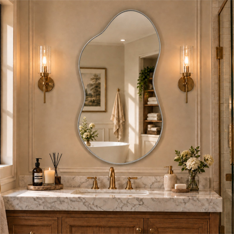Miroir mural Cloud, 36 po x 24 po, Argent argent