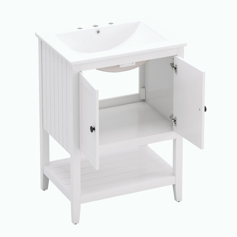 Meuble-lavabo de salle de bain avec lavabo en céramique