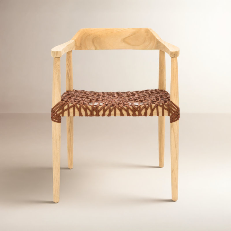 Bruna 22'' Wide Dinning Chair, Light Honey, Brown Genuine Leather