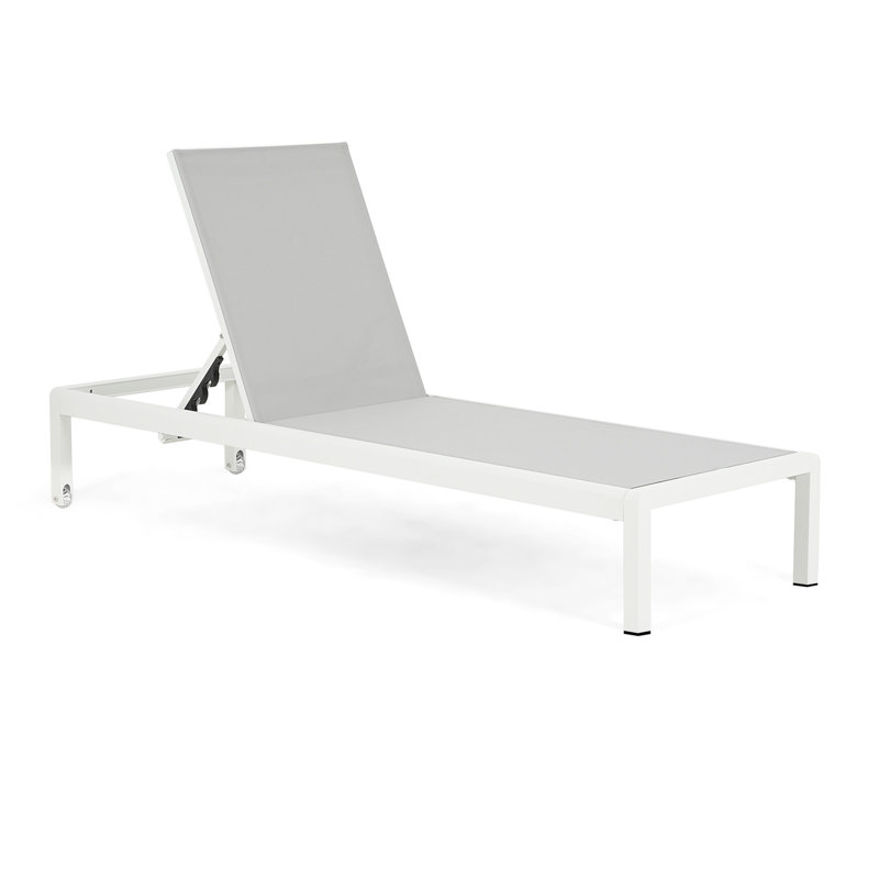 Outdoor Chaise Lounge Chair Set Of 2, White/Light Gray