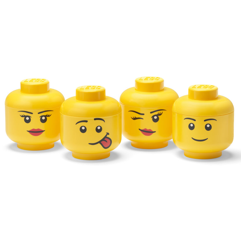 LEGO: Ensemble de mini têtes de rangement - 4 pièces - Contenants empilables pour figurine