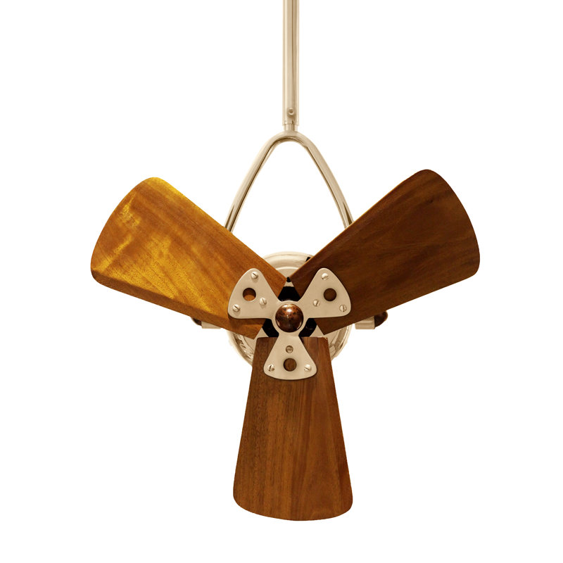 16" Jarold Directional 3 Blade Ceiling Fan, Polished Brass