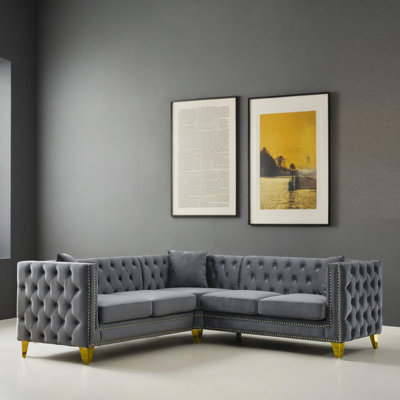 Canapé modulaire en velours 3 pièces