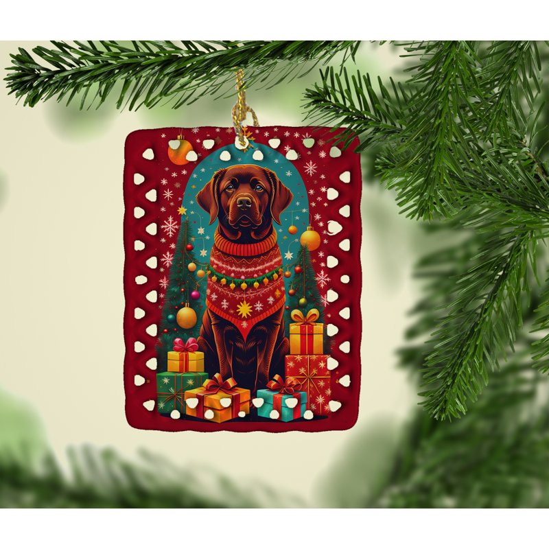 Ornement en porcelaine de Noël Labrador Retriever, Labrador Retriever Chocolate