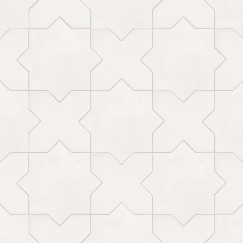 Star And Cross Porcelain Pattern Tile, White