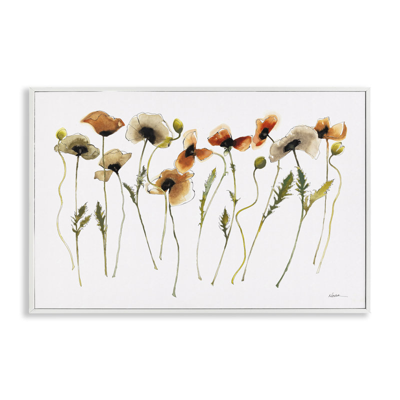 Automne, coquelicots, art par Shirley Novak bf-995, H 12 po x l 18 po, Estampe numérique encadrée blanc bord de mer