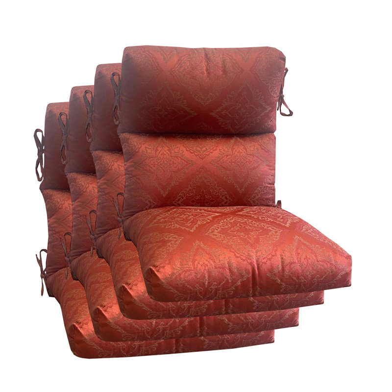 Coussin de siège / dossier d'extérieur gris 4 pièces Canora
