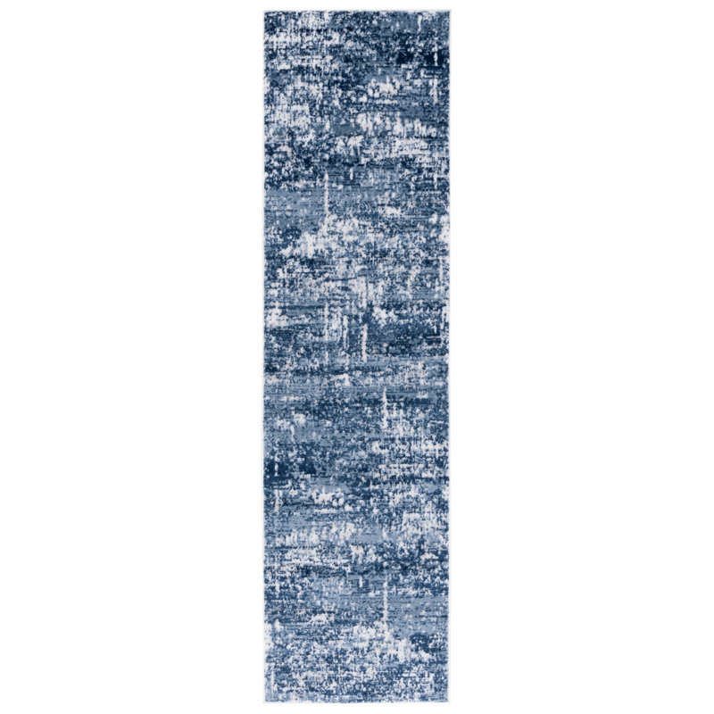 Tapis abstrait Grandview 700 Performance, Dark Blue/Ivory, Tapis de couloir 2 pi 2 po x 6 pi