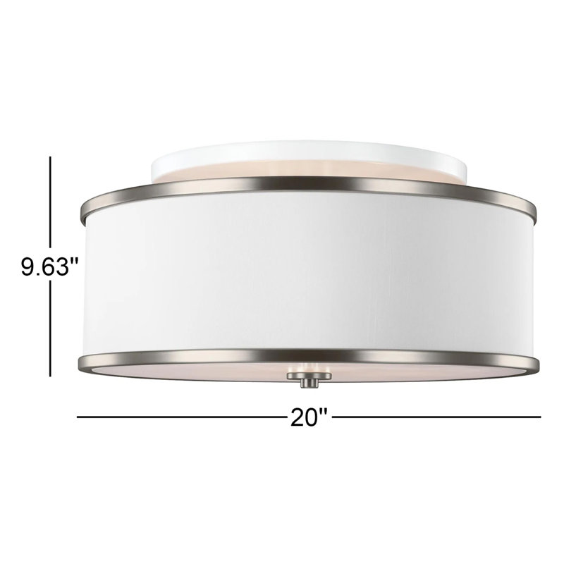 Elzira Linen Semi Flush Mount, Nickle