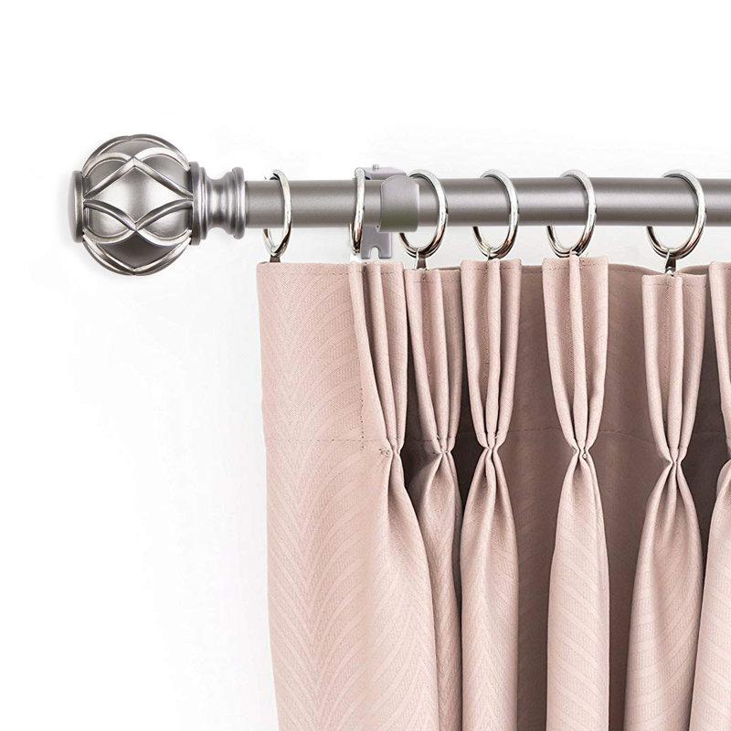 Tringle à rideaux simple ajustable Derra, Argent argent, 48" - 86"