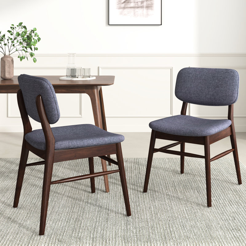 Chaises de salle à manger rembourrées 2 pièces Mid Century en noyer et gris anthracite, pieds évasés, assemblage facile, chaises idéales pour les espaces de vie, + structure, look rétro chic, plusieurs pièces adaptées