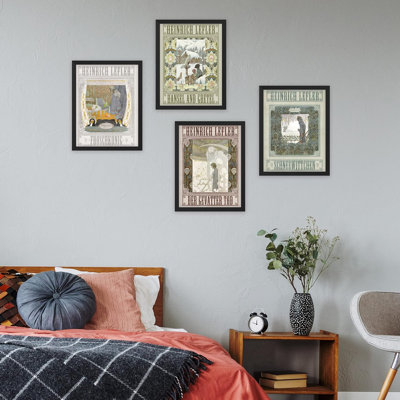 «Bathroom Decor Multicolor Office Leyendecker Floral Flower Tapisserie paysages historique classique encadré sur papier, impression de 4 pièces