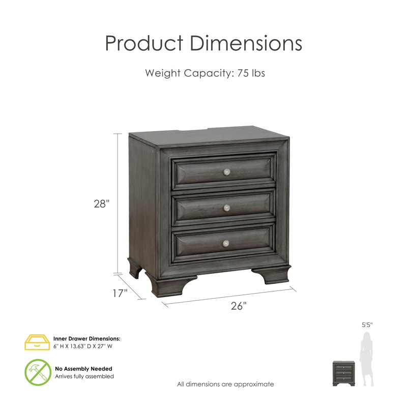 Goldene 26'' W Nightstand, Gray