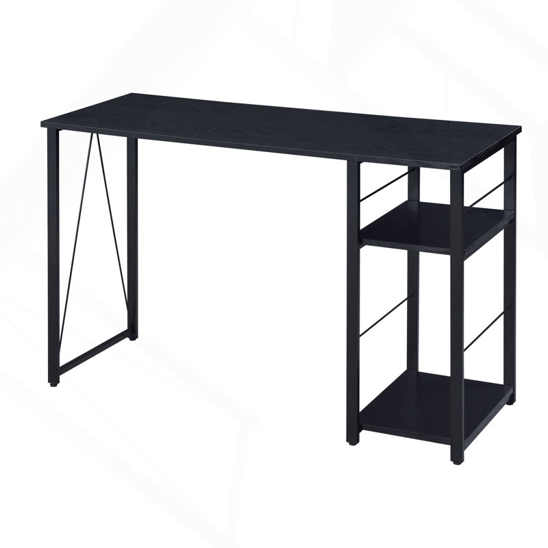 Bureau d'écriture rectangulaire noir à 2 tablettes