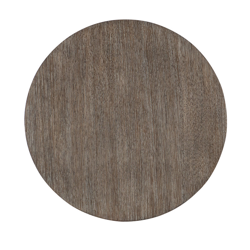 Mink Brown Round Wood and Metal End Table with Storage