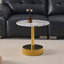 Table de bout moderne, table de chevet, avec verre à motif de marbre avec une structure en acier inoxydable, convient aux salons et aux chambres à coucher, facile à assembler.