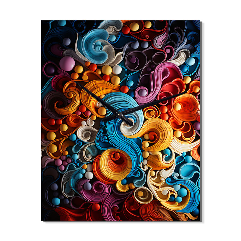 Horloge murale moderne Opt Art Vibrant Illusions I, Très petit