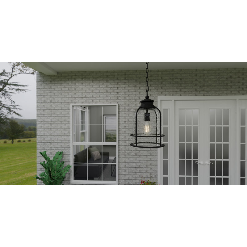 Abrum 1-Light Earth Black Outdoor Hanging Lantern