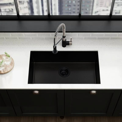 Évier en acier inoxydable de calibre 16, 32 po x 19 po, noir bronze, encastré, matériaux en acier de cuisine 32 po x 19 po, croissance microbienne, coffre-fort