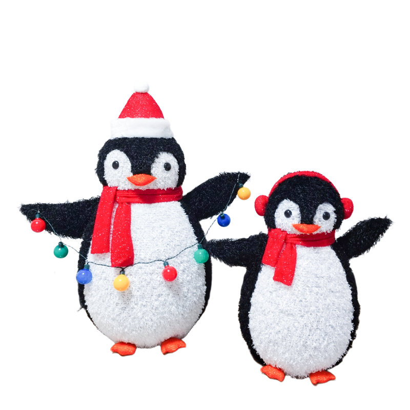 2-piece Lighted Pop-up Red Penguin Family