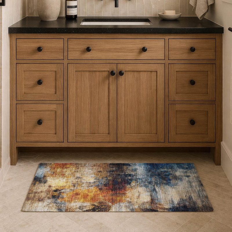 Machine Washable Indoor/Outdoor Chantille ACN2881 Abstract Rug, 1'8" x 2'6", Blue