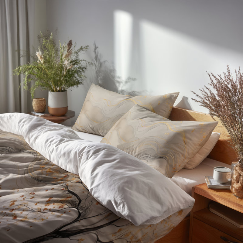 Autumn Maple in Motion Bedding Set 3 Pcs - Fall Bedding Set, King Duvet Cover + 2 Standard Shams