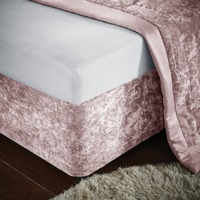 Crushed Velvet Elasticated Divan Base Wrap, Blush, 137cm H x 198cm W