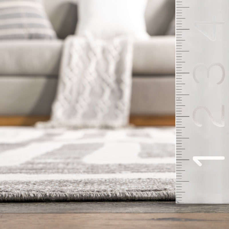Erikka SpinClean Geometric Stripes Machine Washable Area Rug, Rectangle 3'8" x 6'