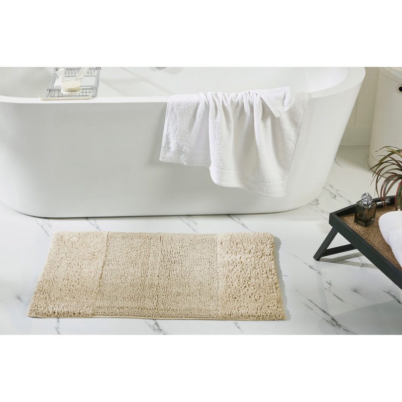 Tapis pour salle de bain 100% coton avec envers antidérapant Merkle, Rectangle 21 po x 34 po, Sable