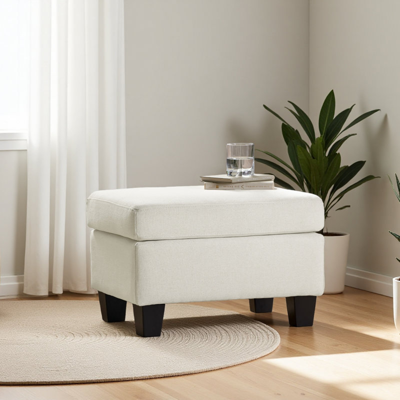 Upholstered Ottoman, White