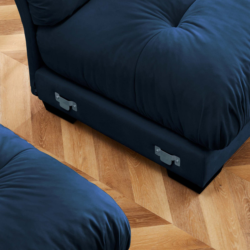 L Shaped Sectional Cloud Sofa , Convertible Deep 4 Seater Modular Couch For Living Room,Modern Velvet Comfy Upholstered Corner Couch Waist Pillows, Throw Pillows And Blostered Armrests