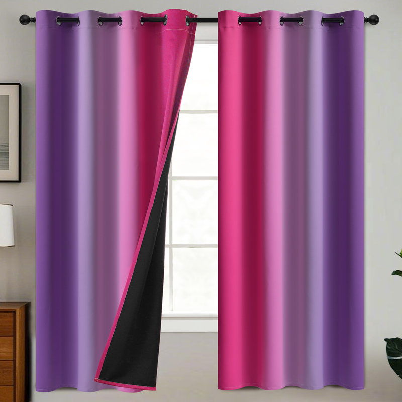 Rideau obscurcissant 100% obscurcissant avec œillets pour chambre à coucher et salon, Rose / mauve, L 52 po x L 84 po